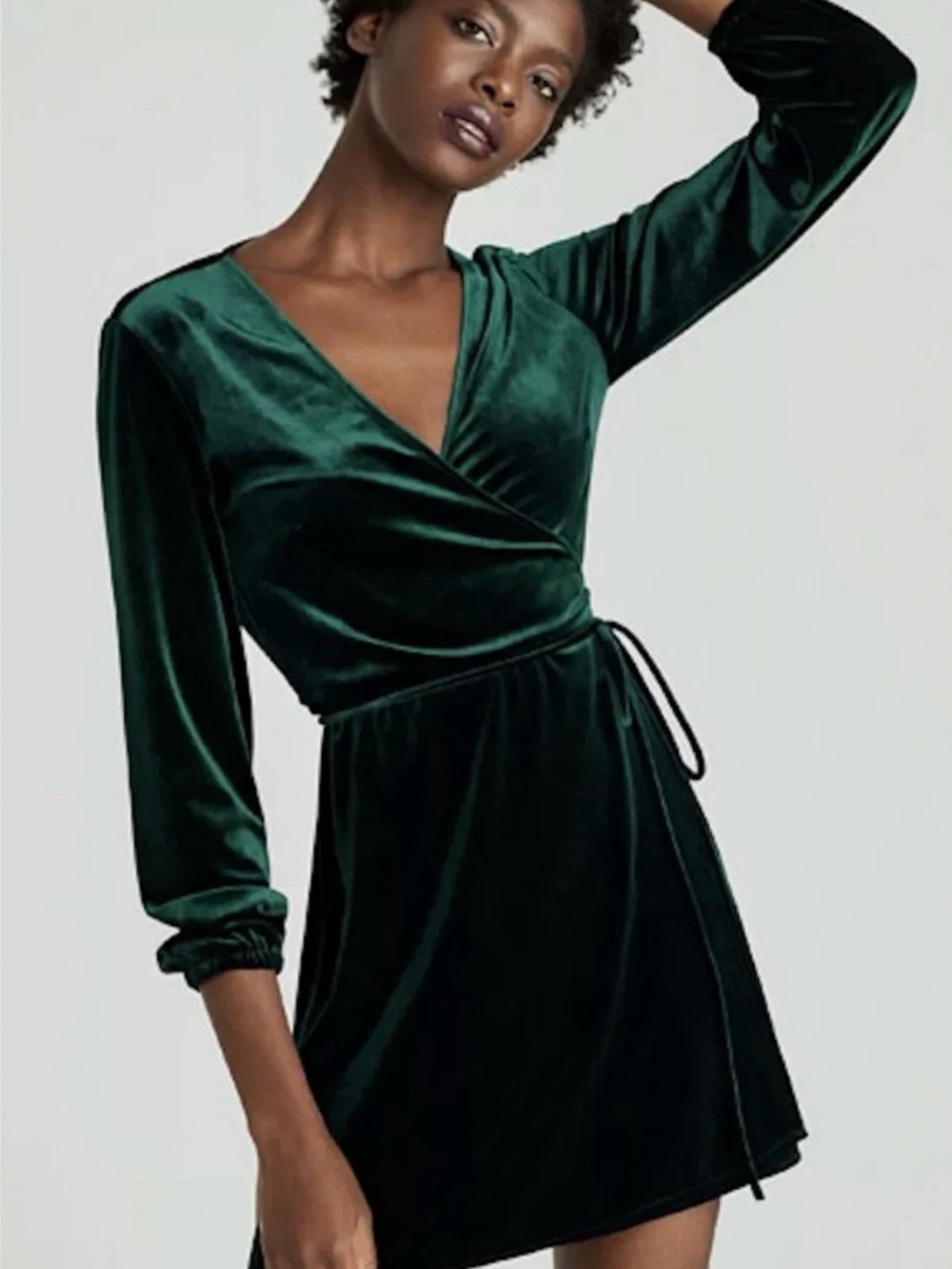 Zara Green Velvet Wrap Dress